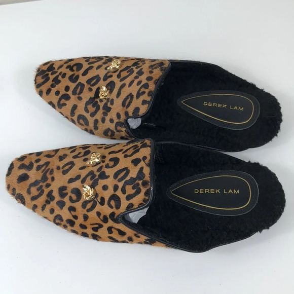 2/$30 Derek Lam Slippers Size 5/6 Leather Cheetah Print Venetian Mule Slippers - Picture 5 of 15